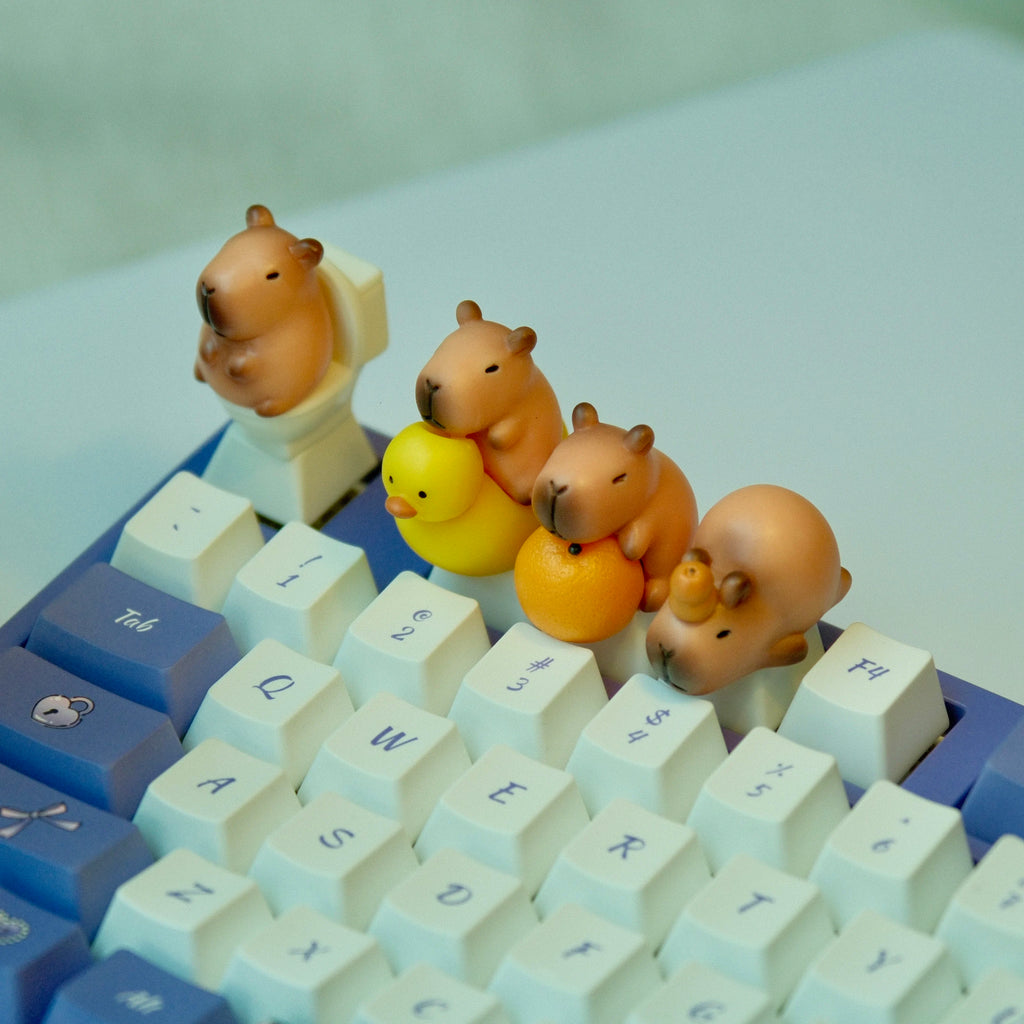 Cute Capybara Keycaps Set Cartoon Animal Design Mechanical Keyboard Key Caps DIY Custom Accessories Office Desk Decor Gift