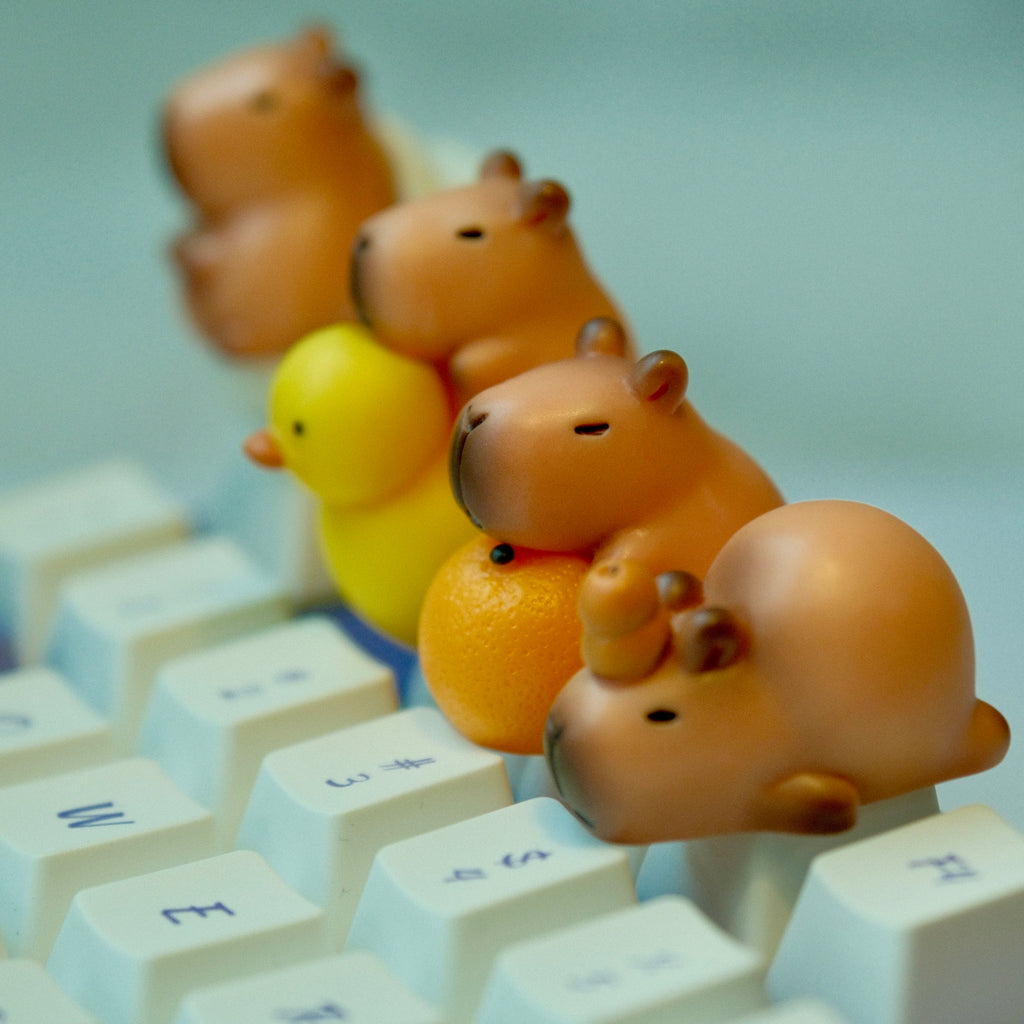 Cute Capybara Keycaps Set Cartoon Animal Design Mechanical Keyboard Key Caps DIY Custom Accessories Office Desk Decor Gift