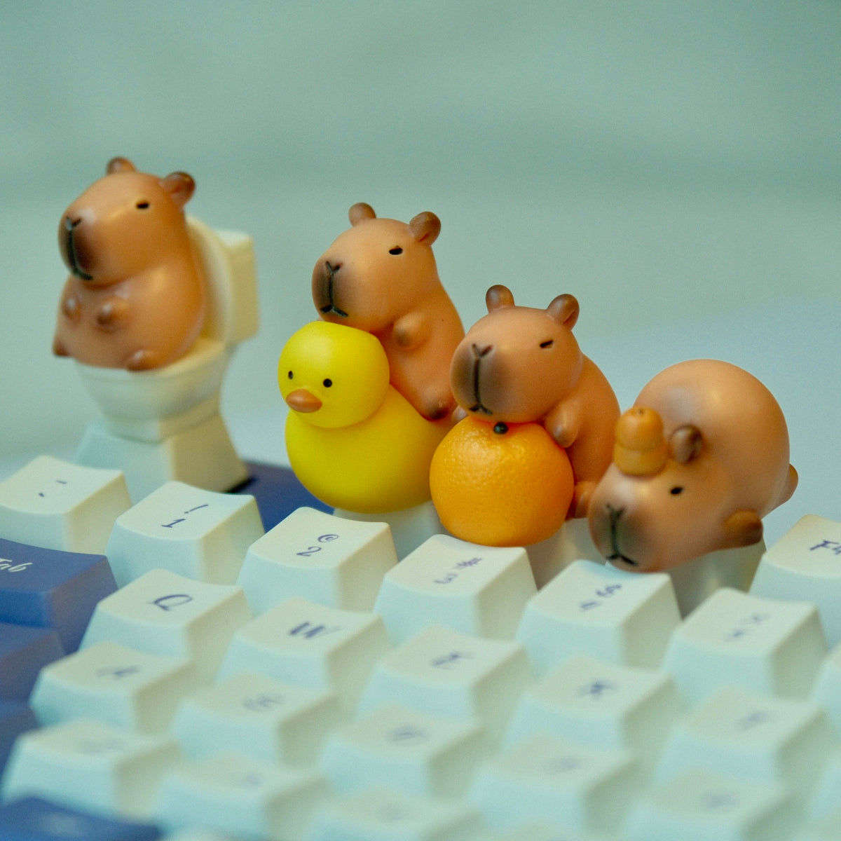 Cute Capybara Keycaps Set Cartoon Animal Design Mechanical Keyboard Key Caps DIY Custom Accessories Office Desk Decor Gift