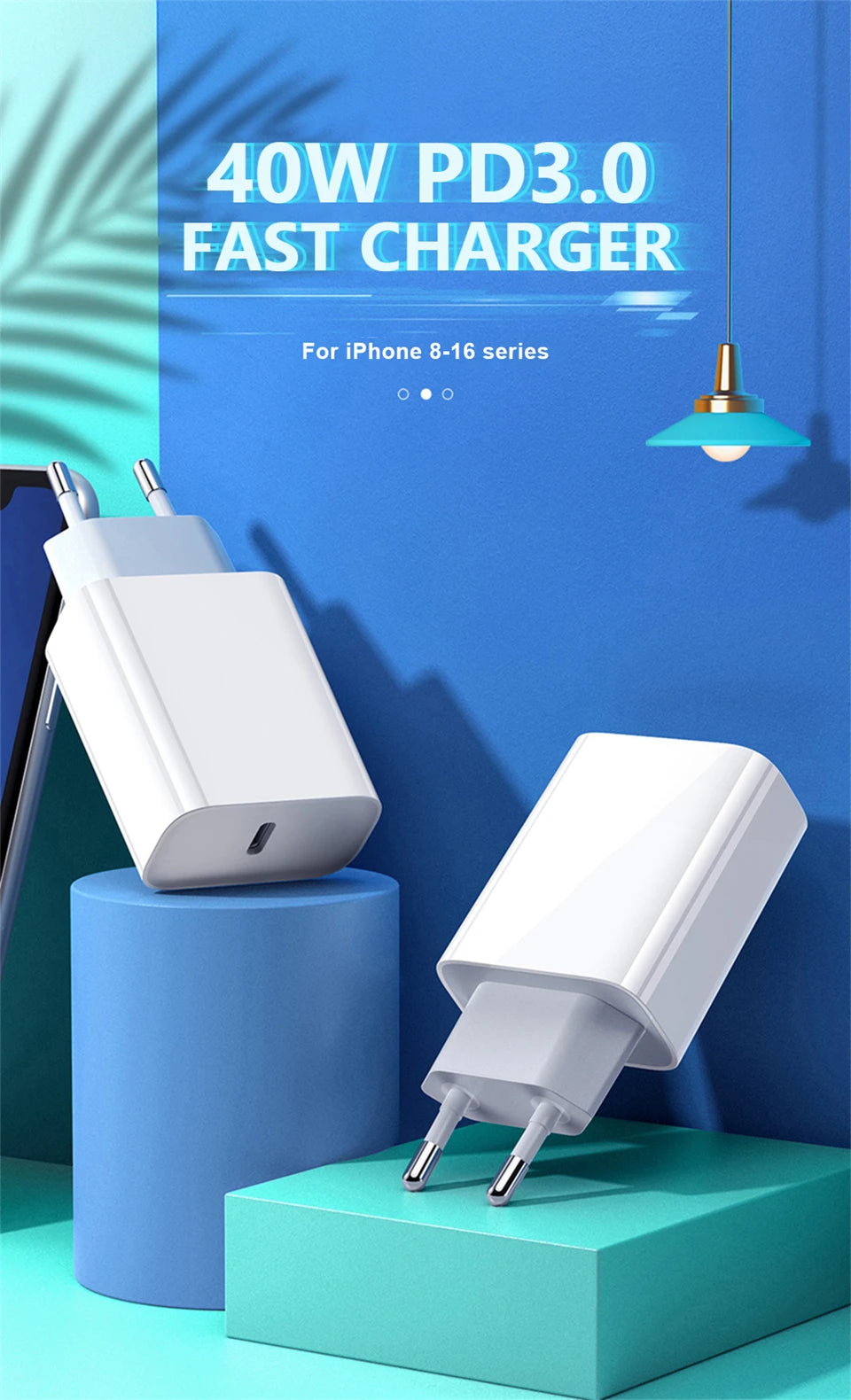 PD 40W Phone Fast Charger For iPhone 17 16 15 14 13 12 11 Pro Max 8 Plus iPad Fast Charging Type C Charge Cable USB C Data Line