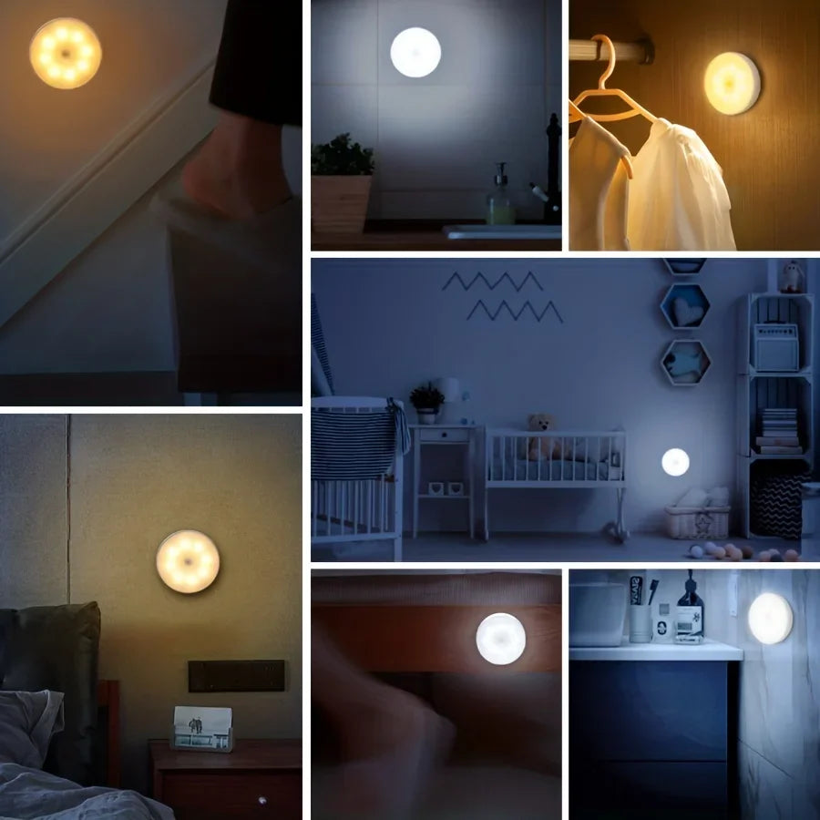 1pc Motion Sensor Night Light - Wireless LED Detector Lamp for Bedroom, Staircase, Closet, and Room Decor-night