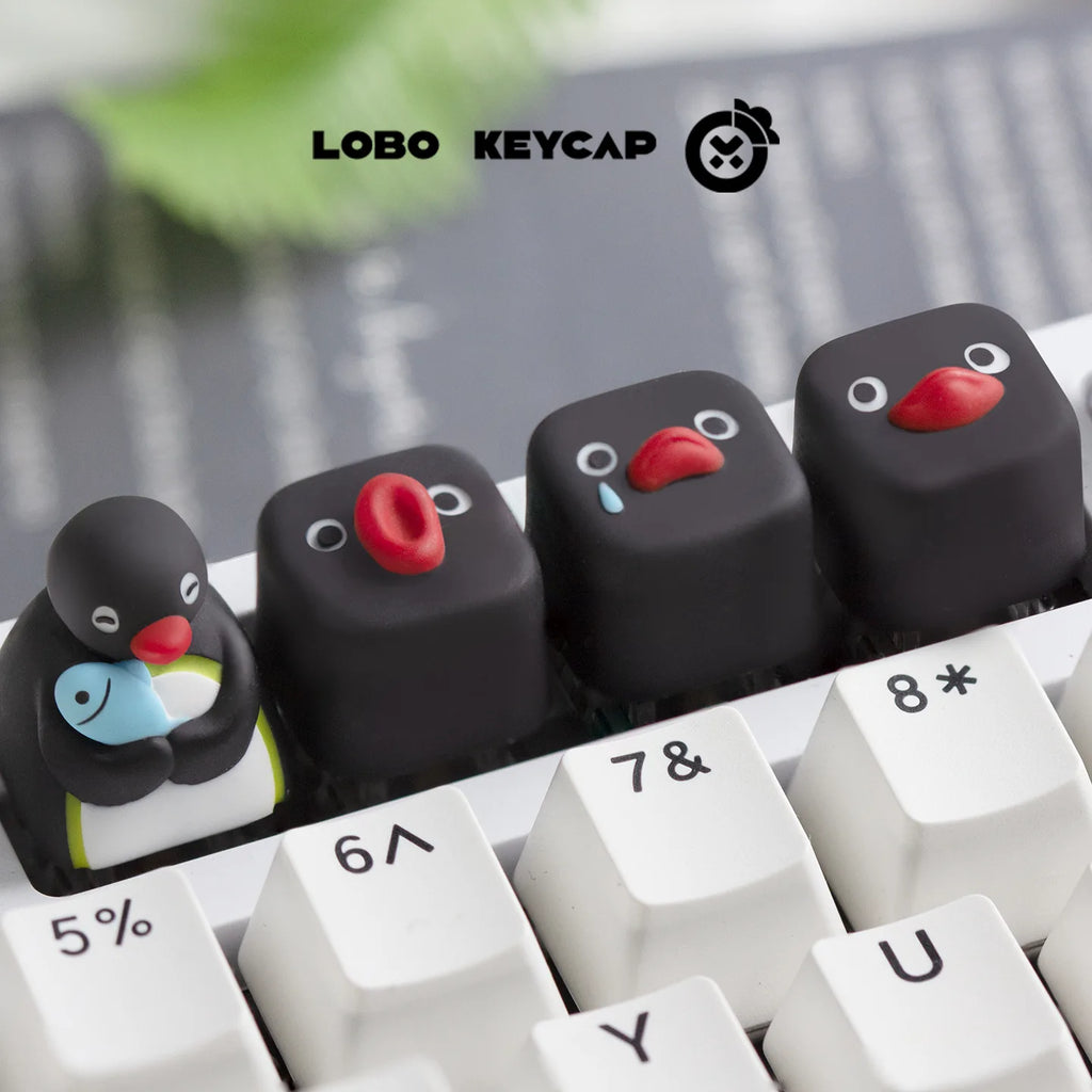 Fun Pingu Key Cap Multiple Expressions Cute Penguin Style Mechanical Keyboard Replace Keycap Resin Material Esc Periphery Gifts