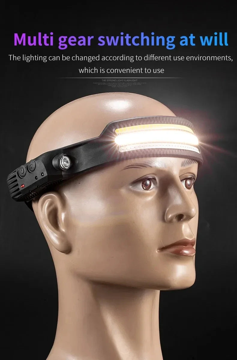 6 Modes LED Induction Headlamp COB Sensor Head Lamp Rechargeable Built-in Battery Flashlight Outdoor Work Lighting Headlights
