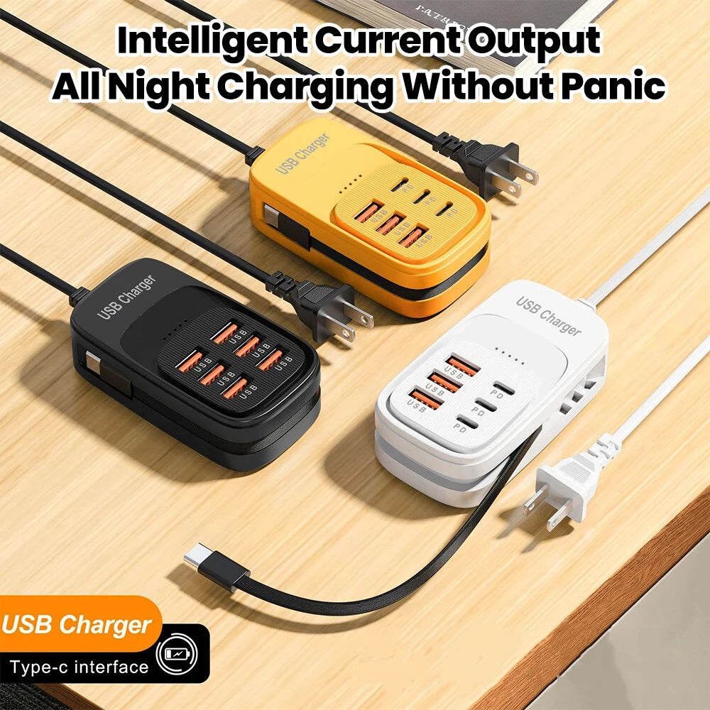 Fast USB Charger 6 in 1 Power Strip Desktop Charging Station Fast Charging Cord EU/UK/US Plug USB HUB Adapter Socket 3PD 3USB