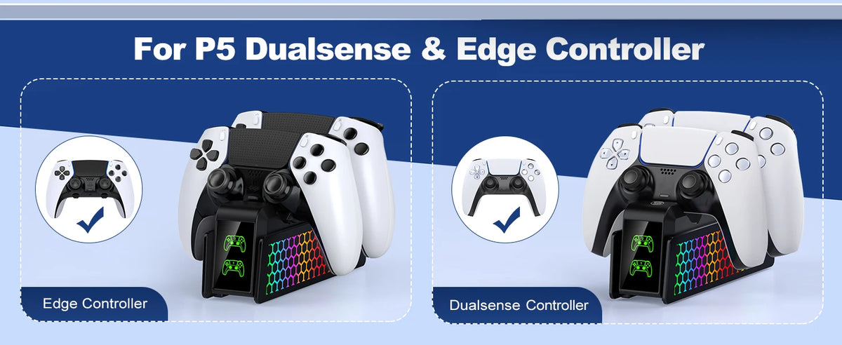 For PS5 Controller Charger DualSense Charging Station Dual Charging Dock Charger Stand for PlayStation5 Wireless Game Controller