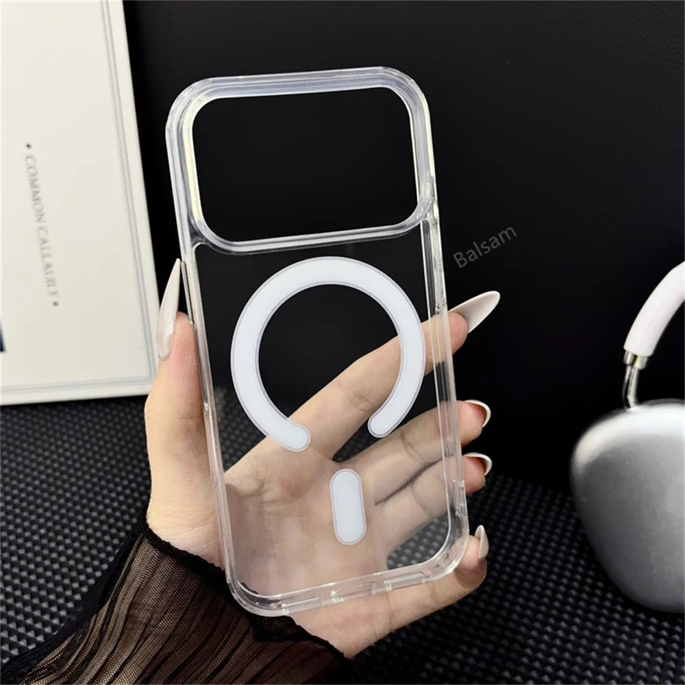 Original For Magsafe Magnetic Wireless Charging Case For iPhone 18 17 Air 16 15 14 13 12 11 Pro Max Plus Mini Clear Back Cover