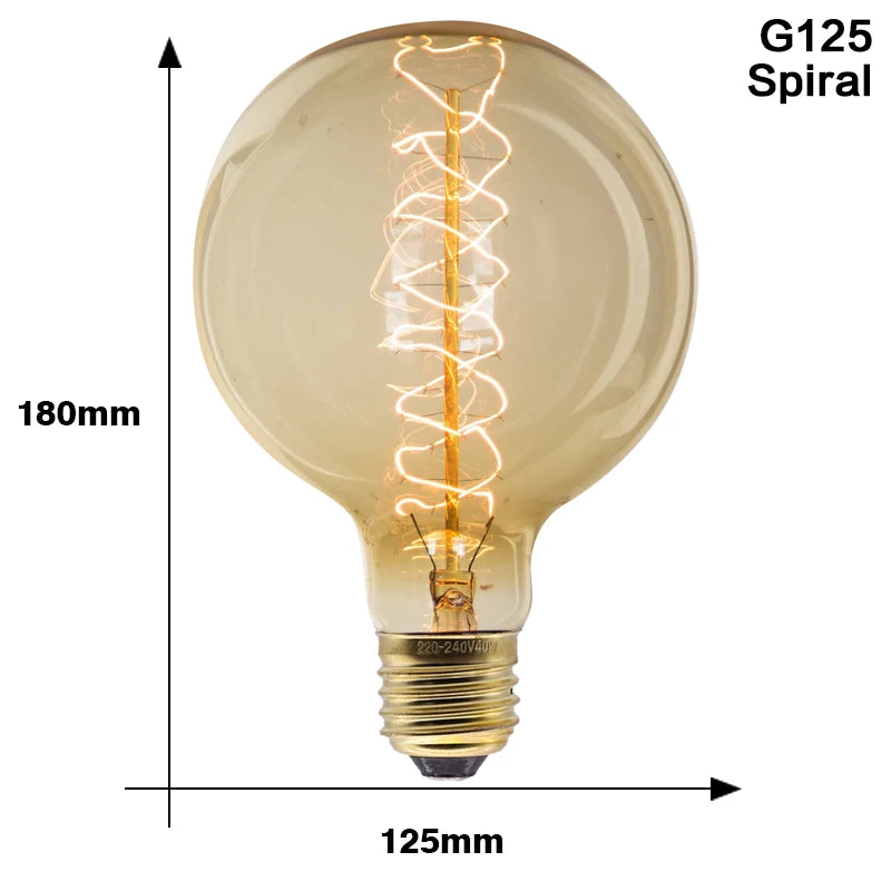 Retro Edison Light Bulb E27 40W 220V A60 ST64 G80 G95 T45 Incandescent Bulb Ampoule Vintage Edison Lamp Filament For Home Decor