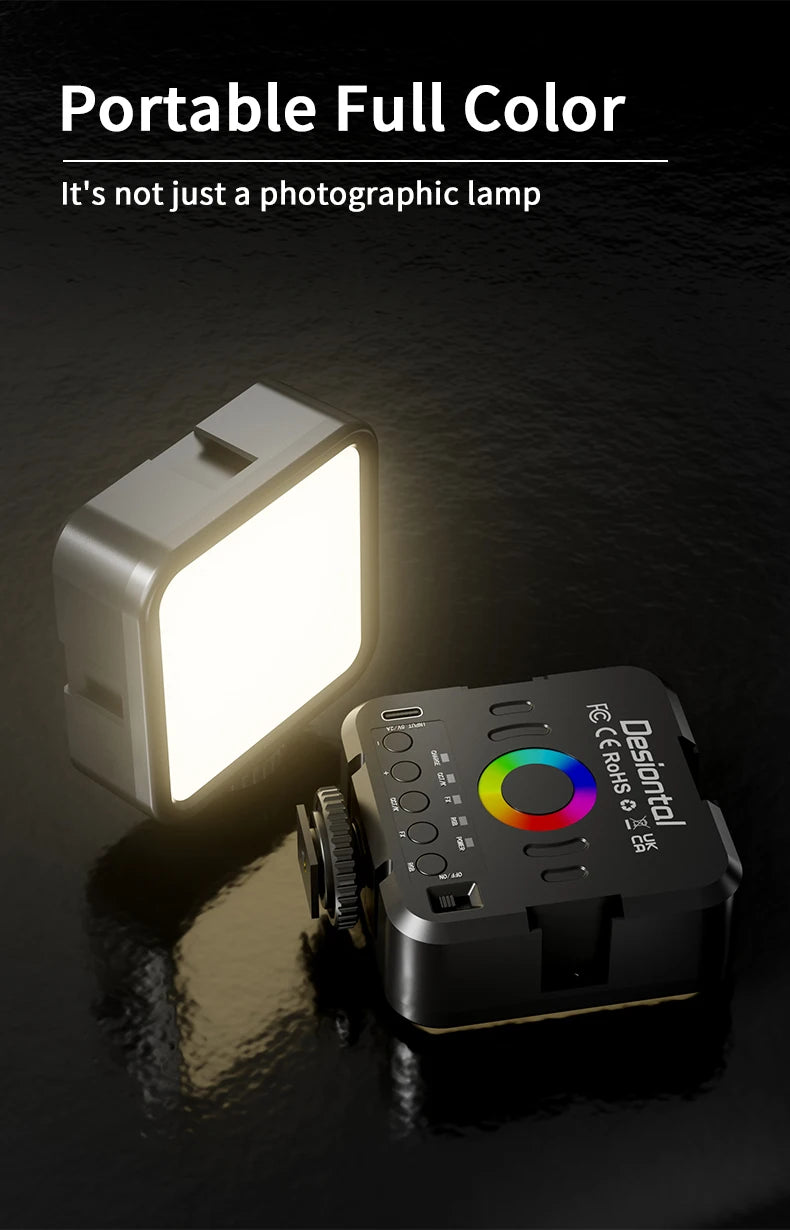 RGB LED Video Light for Camera, 360° Full Color Fill Light with Remote Control, Rechargeable Portable RGB Panel for Photography,