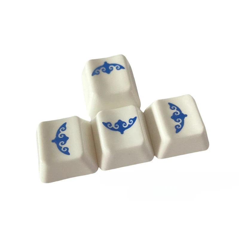 Nezha Wind Fire Wheels Ceramic Keycap Set WASD 4 Keys Custom Keycaps for Mechanical Keyboard Caps Smooth Glaze Key Caps PC Gifts