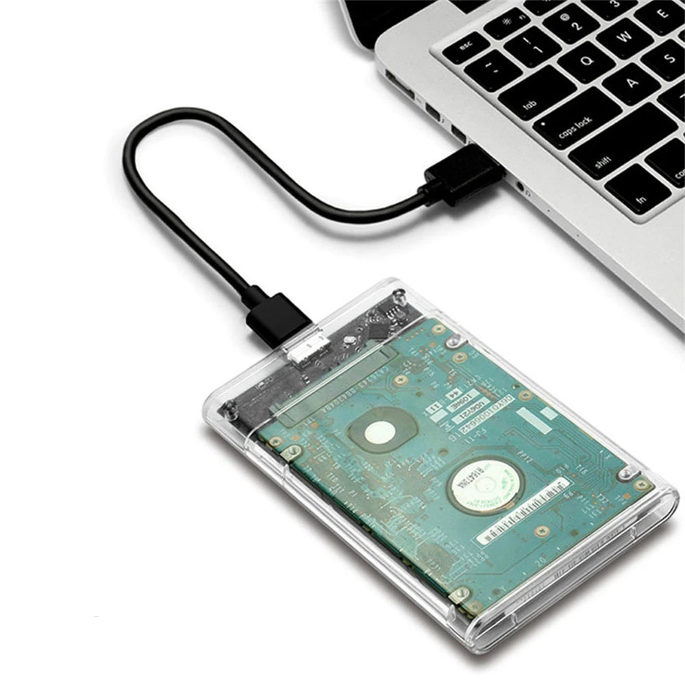 USB 3.0/Type C HDD Enclosure 2.5 inch SATA SSD External Hard Drive Case with 5Gbps Transfer Speed Clear Harddisk Boxs Tool-Free
