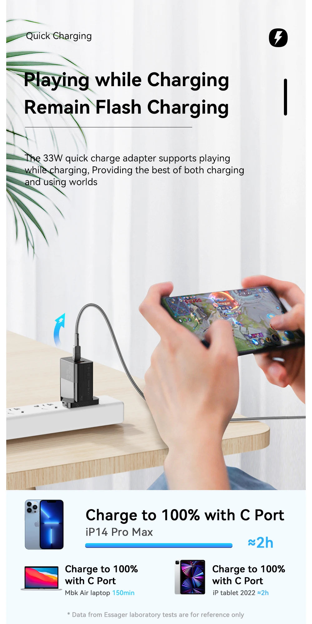 Essager USB C Charger 33W GaN Type C PD Fast Charging For iPhone 14 13 12 11 Pro Max XS 8 P For iPad Pro Air iPad Mini