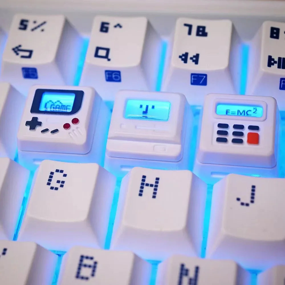 K-04 3-in-1 Creative Retro Transparent Keycap Set for Mechanical Keyboards, Cute Game Console Replacement Keycaps Accessories
