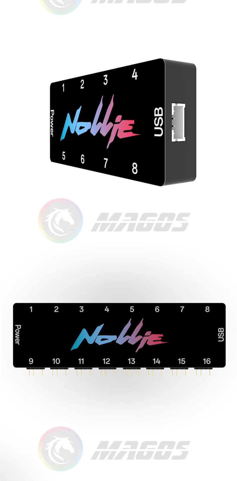Nollie RGB Asynchronous Controller HUB 8/16 Ways Addressable ARGB Splitter Support Software Signal-RGB/OpenRGB Management