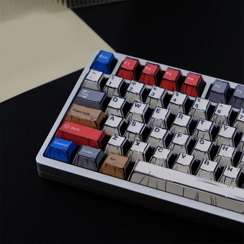 Colorful Keycap Set 151Keys Heat Sublimated PBT Keycaps for Mechancial Keyboards and Creative Designers F19E