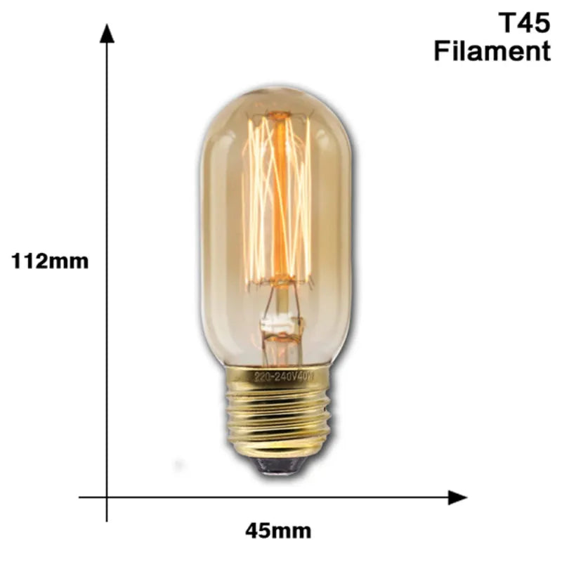 Retro Edison Light Bulb E27 40W 220V A60 ST64 G80 G95 T45 Incandescent Bulb Ampoule Vintage Edison Lamp Filament For Home Decor