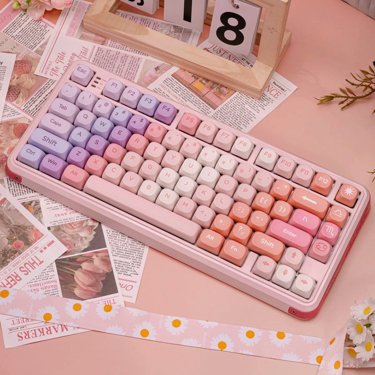 Gradient Neon Color Keycaps Set,137 Keys Custom MOA Profile Dye-Sublimation PBT Keycap For MX Swithes Mechanical Keyboards