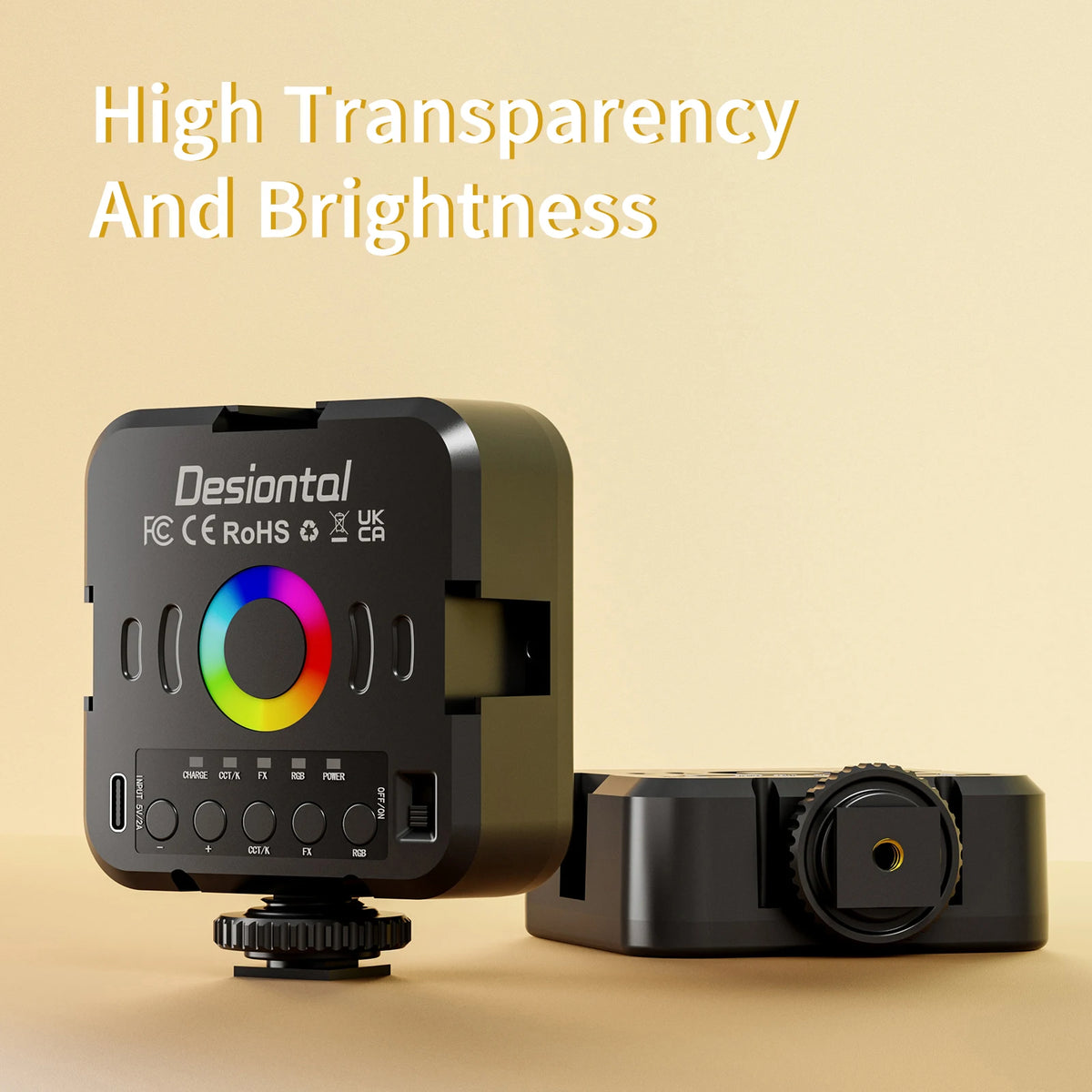 RGB LED Video Light for Camera, 360° Full Color Fill Light with Remote Control, Rechargeable Portable RGB Panel for Photography,