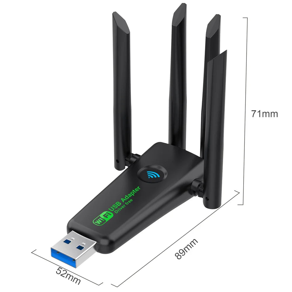 1300Mbps WiFi USB Adapter Dual Band 2.4G/5Ghz Wi-Fi Dongle USB3.0 High-Speed 802.11AC 4-Antennas Wireless Receiver Driver Free