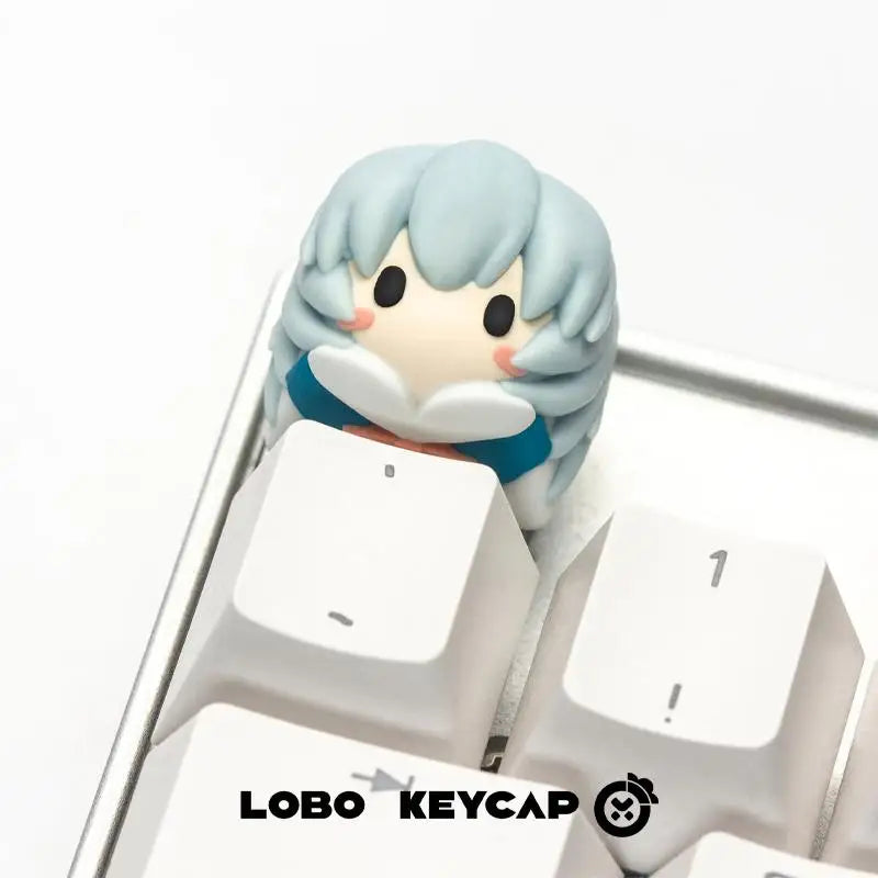 Evangelion Keycap Anime Kawaii Girl Q Version Asuka Resin Keycaps Cartoon Toy Ayanami Rei Personalized Keycaps Decorate Gift