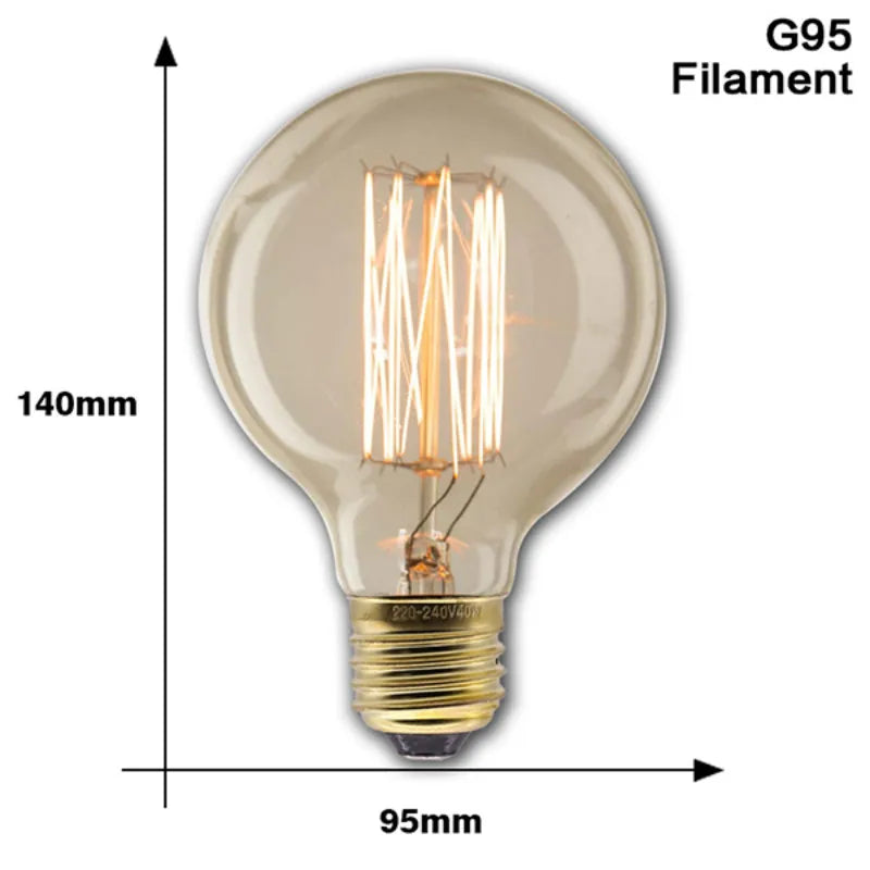 Retro Edison Light Bulb E27 40W 220V A60 ST64 G80 G95 T45 Incandescent Bulb Ampoule Vintage Edison Lamp Filament For Home Decor