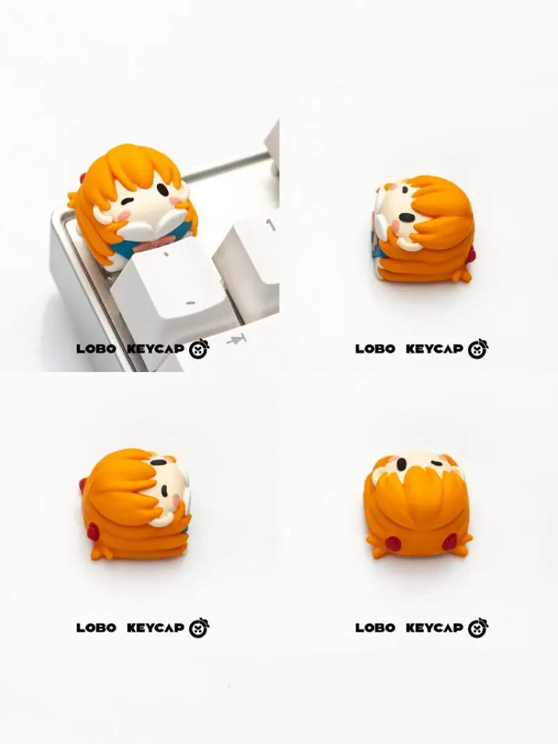 Evangelion Keycap Anime Kawaii Girl Q Version Asuka Resin Keycaps Cartoon Toy Ayanami Rei Personalized Keycaps Decorate Gift