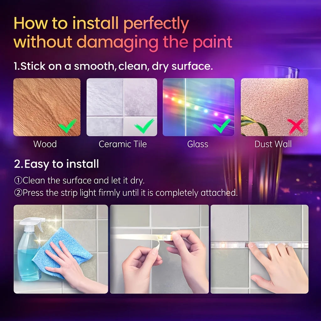 RGB LED Strip Lights USB 5V Flexible Diode Ribbon Bluetooth APP Music Sync for TV Backlight Party Home Decor Lighting