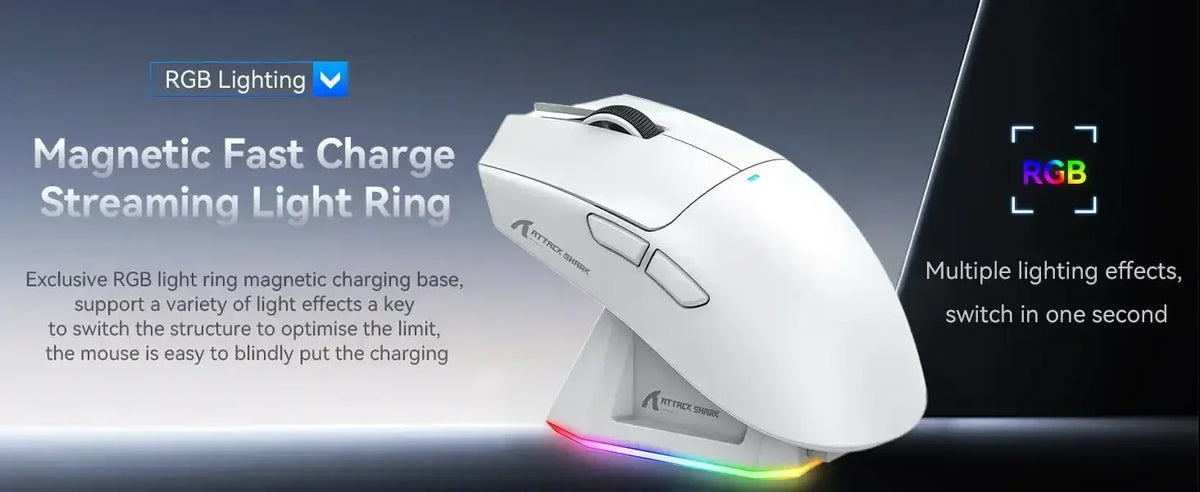ATTACK SHARK X11 Wireless Gaming Mouse Charging Dock PixArt PAW3311 BT/2.4G Wireless/Wired Gaming Sensor Gift Anti-slip Sticker