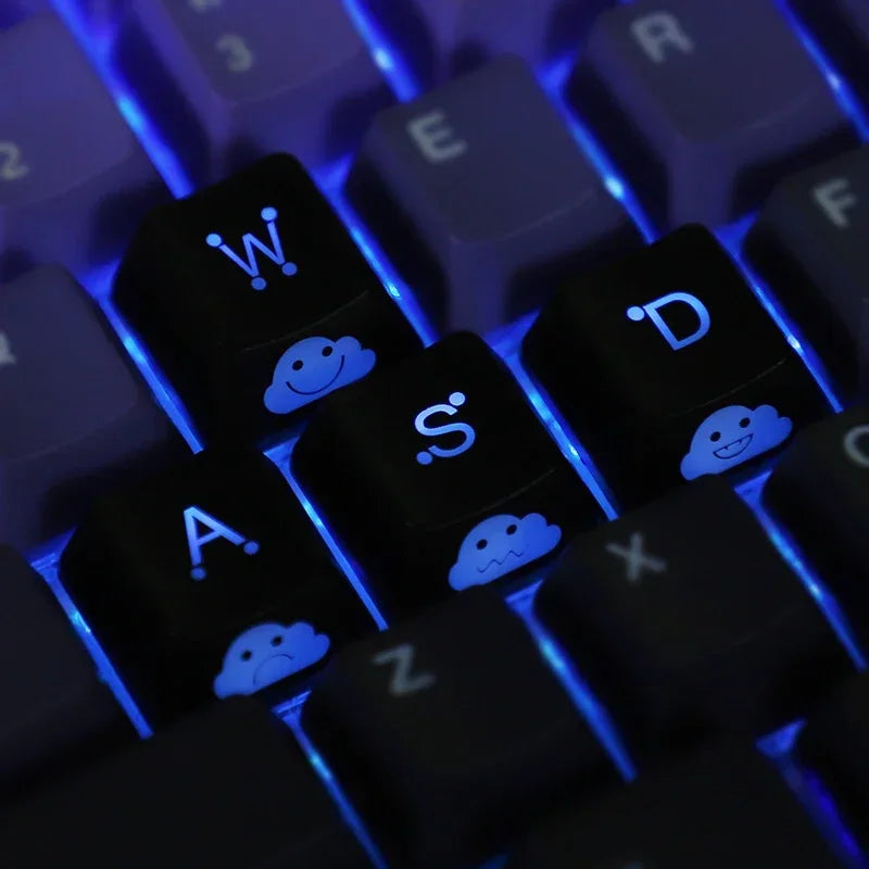 2025 New Cute Emo Keycap Set WASD Arrow Broadside Lighting Key Cap for Mechanical Keyboard Compatible with MX Switch