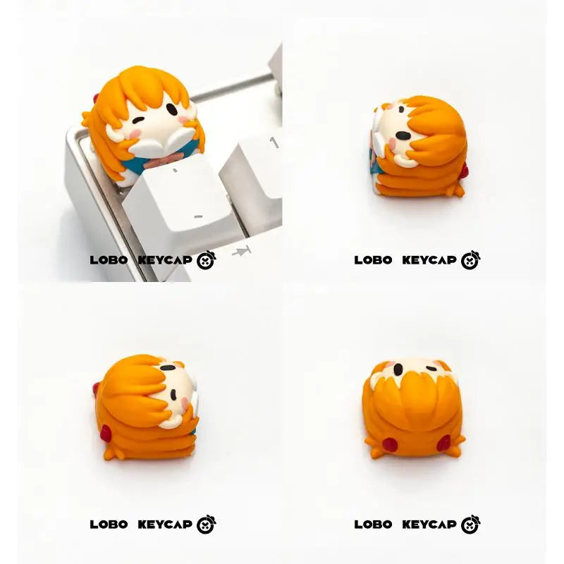 Evangelion Keycap Anime Kawaii Girl Q Version Asuka Resin Keycaps Cartoon Toy Ayanami Rei Personalized Keycaps Decorate Gift