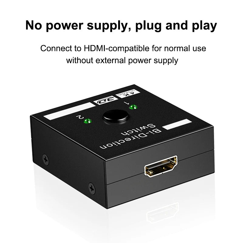 4K HDMI-Compatible Switch 2 Ports Bi-directional 1x2 / 2x1 HDMI-Compatible Switcher Splitter Supports Ultra HD 4K 1080P 3D HDR