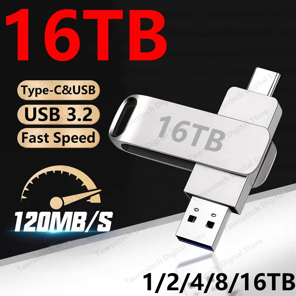 DIXSG For Xiaomi 16TB Flash Drives USB 3.2  U Disk 2TB High Speed Metal Pendrive WaterProof Type-C Memoria USB Stick USB Drives