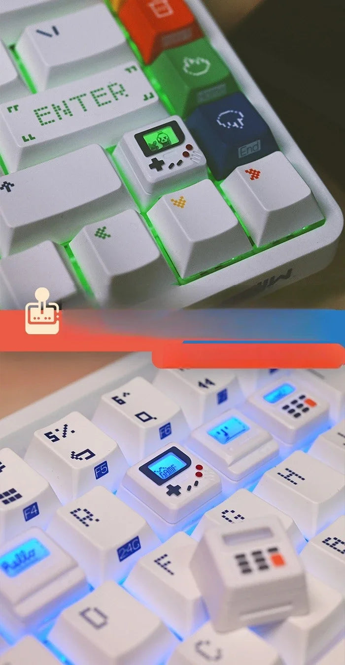 K-04 3-in-1 Creative Retro Transparent Keycap Set for Mechanical Keyboards, Cute Game Console Replacement Keycaps Accessories