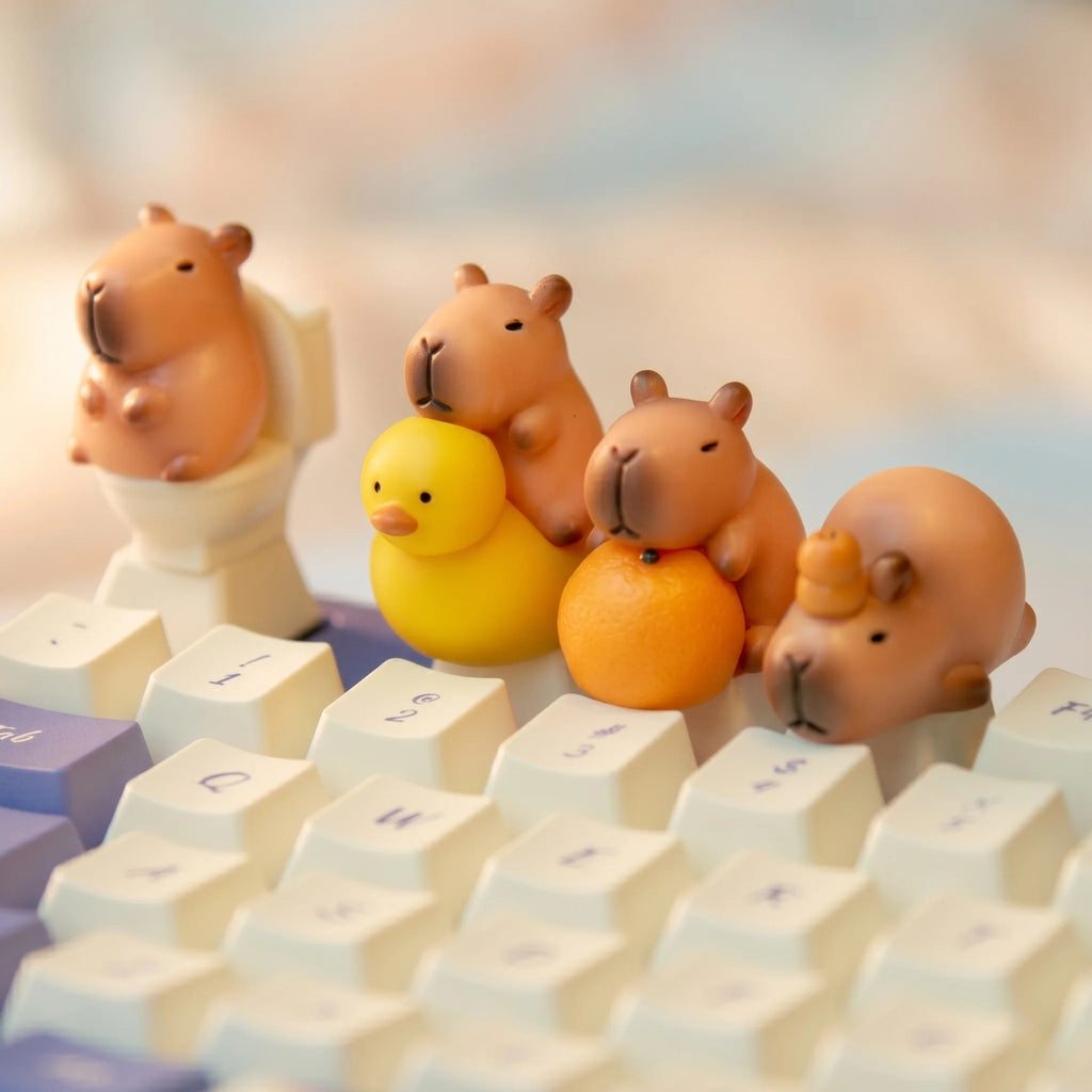 Cute Capybara Keycaps Set Cartoon Animal Design Mechanical Keyboard Key Caps DIY Custom Accessories Office Desk Decor Gift