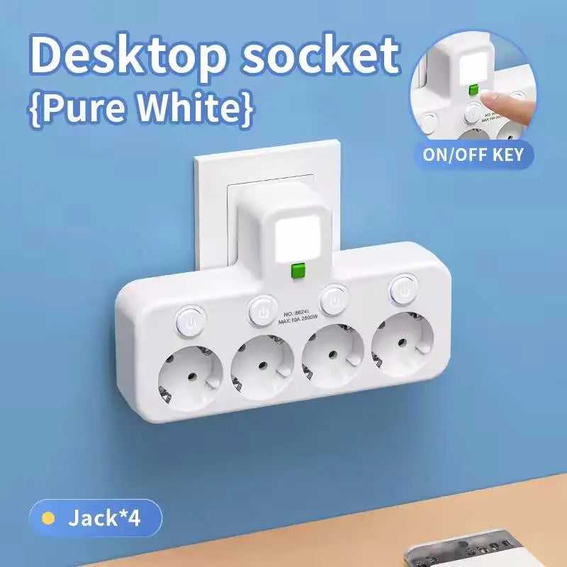 EU Plug 3/4/5 AC Outlet Power Strip Multiprise Wall Socket Universal Network Filter USB Cherger Separate Switch Light Adapter