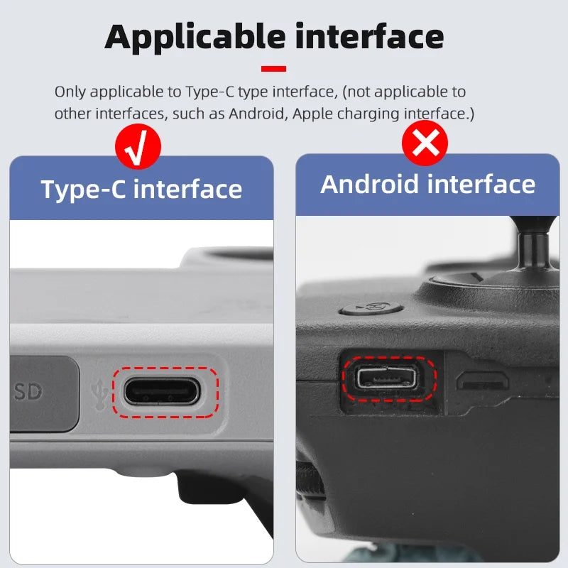 Type-C Anti-Dust Plugs, Silicone Cover & Anti-Lost Stopper for DJI Mini 3 Pro & All Type-C Devices Charging Ports