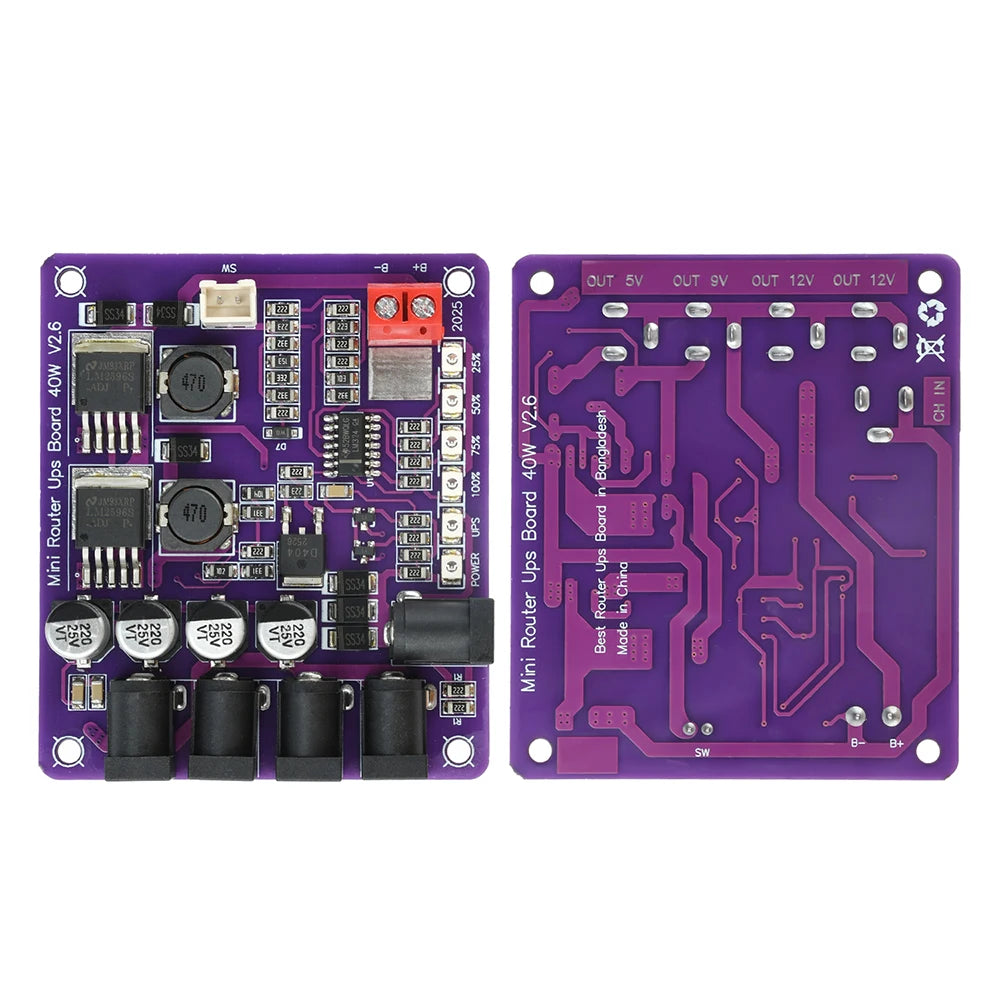 40W Mini Router UPS Board 5V 9V 12V 4-Channel Output Battery Charging Board For Router Uninterruptible Power Supply