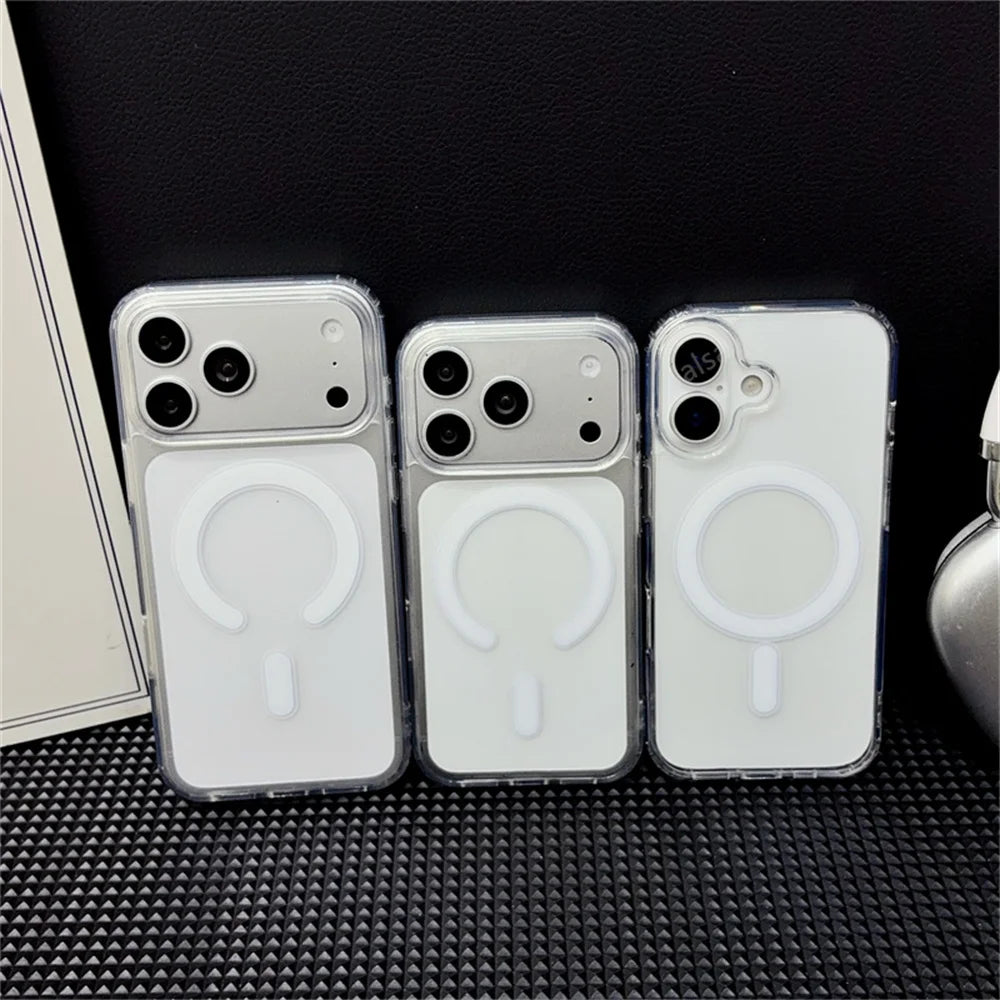 Original For Magsafe Magnetic Wireless Charging Case For iPhone 18 17 Air 16 15 14 13 12 11 Pro Max Plus Mini Clear Back Cover
