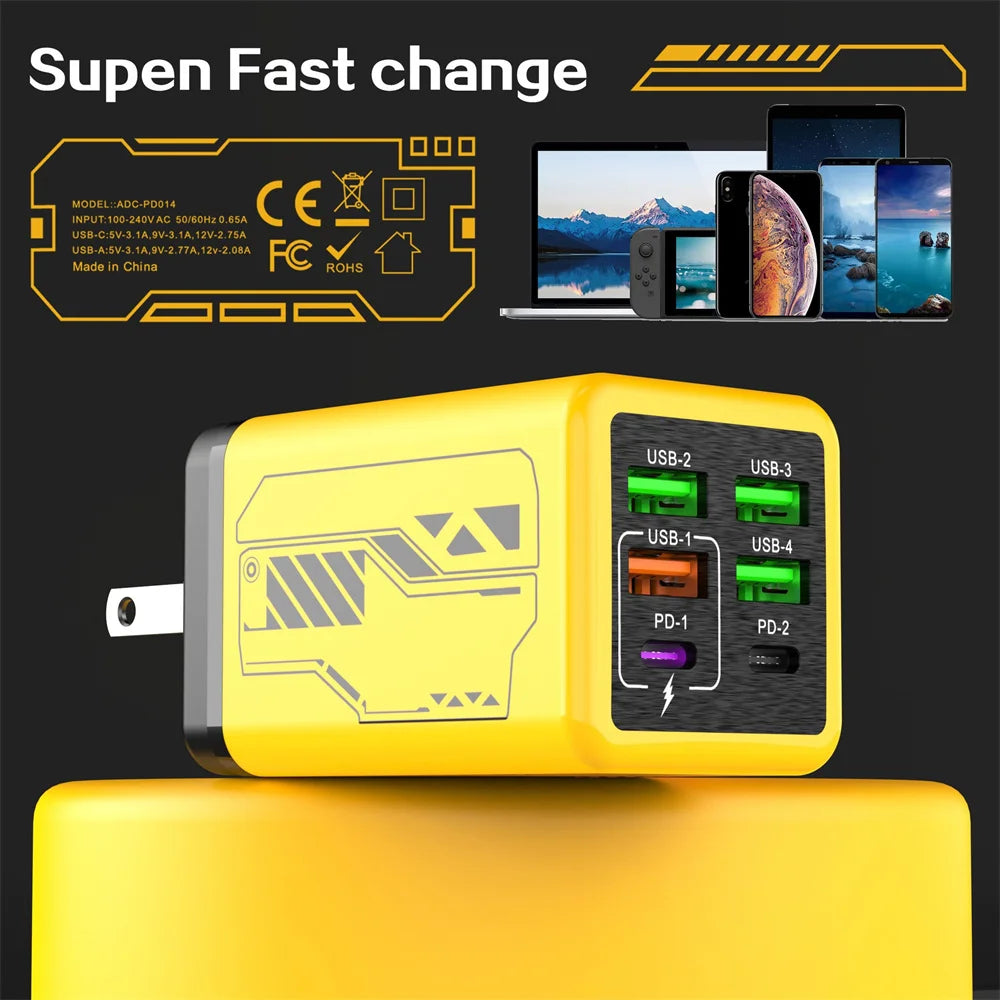 240W GaN USB Mobile Phone Charger Type C Fast Charging Charger Wall Adapter for iPhone Xiaomi Huawei EU/US/UK/KR Plug Cell Phone