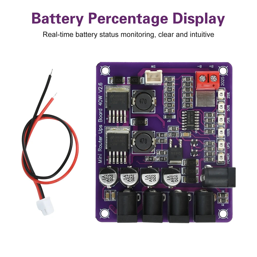 40W Mini Router UPS Board 5V 9V 12V 4-Channel Output Battery Charging Board For Router Uninterruptible Power Supply