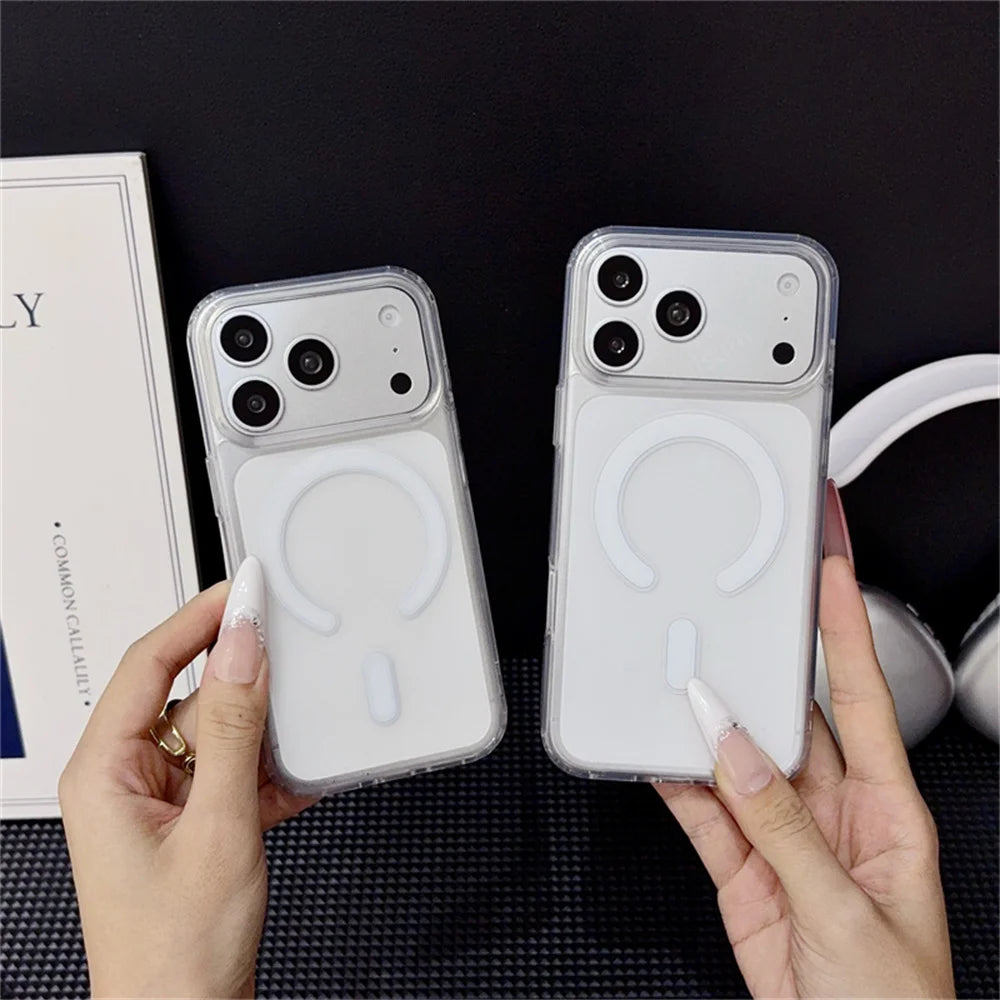 Original For Magsafe Magnetic Wireless Charging Case For iPhone 18 17 Air 16 15 14 13 12 11 Pro Max Plus Mini Clear Back Cover