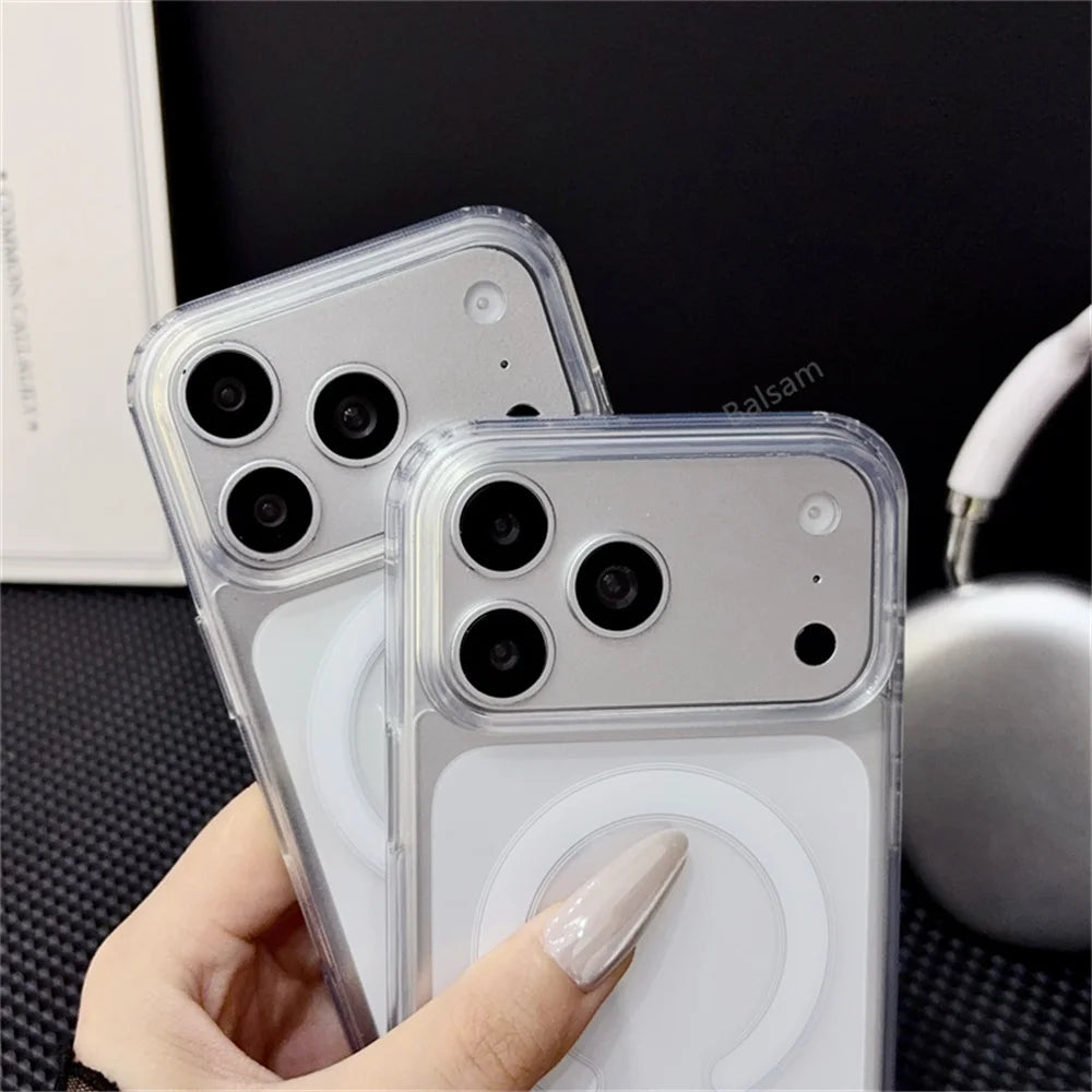 Original For Magsafe Magnetic Wireless Charging Case For iPhone 18 17 Air 16 15 14 13 12 11 Pro Max Plus Mini Clear Back Cover