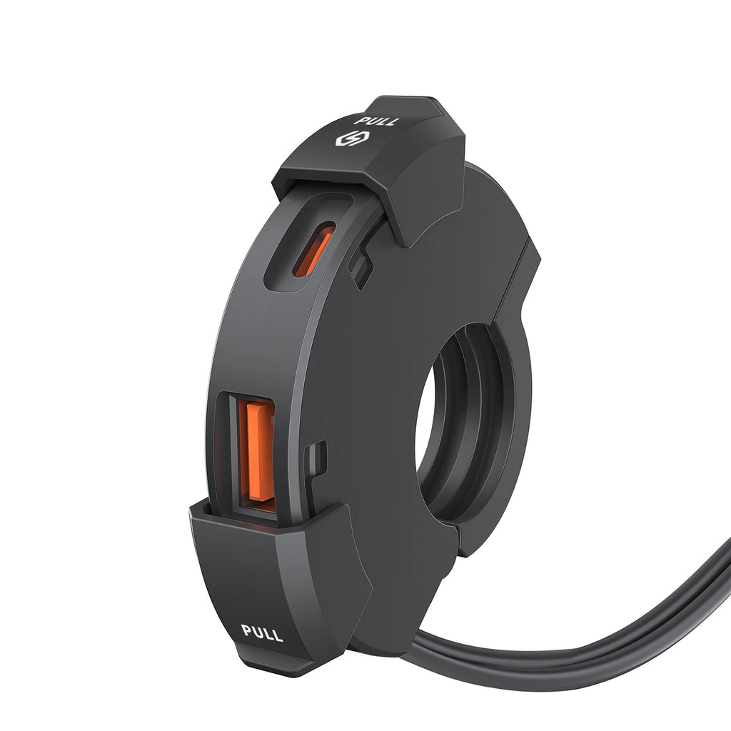 48W Quick Charge PD+QC3.0 Phone Charger Motorcycle USB Socket Waterproof Handlebar Mounting Bracket 12V-24V Power Adapter