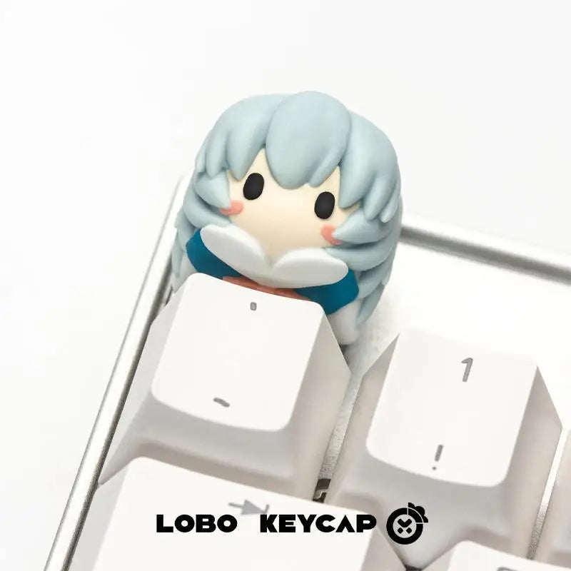 Evangelion Keycap Anime Kawaii Girl Q Version Asuka Resin Keycaps Cartoon Toy Ayanami Rei Personalized Keycaps Decorate Gift