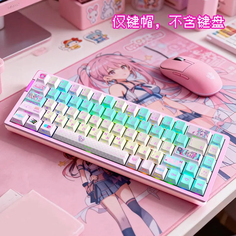 Needy Streamer Overload Rain Themed Anime Cute Keycaps Mechanical Keyboard Custom PBT Keycap PC Gaming Keyboard Accessories Gift