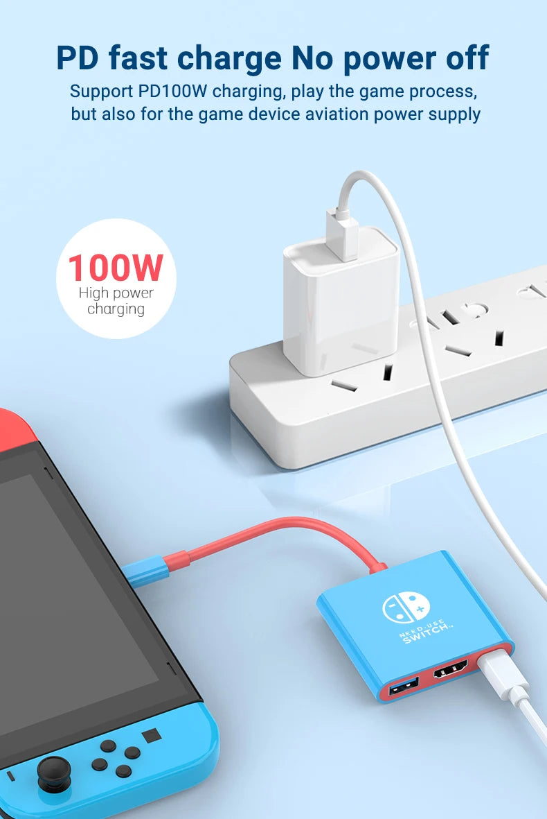 3 In 1 USB C HUB Type C to HDMI 4K with PD 100W Fast Charging USB 3.0 Docking Station for Switch MacBook Laptop Computer Phone