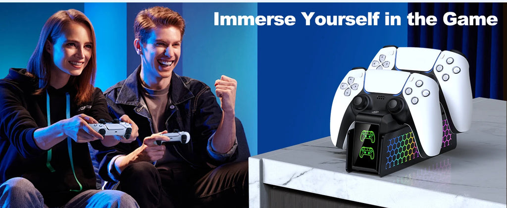 For PS5 Controller Charger DualSense Charging Station Dual Charging Dock Charger Stand for PlayStation5 Wireless Game Controller