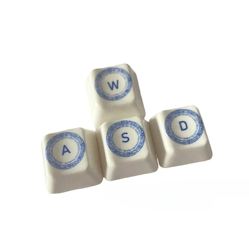 Nezha Wind Fire Wheels Ceramic Keycap Set WASD 4 Keys Custom Keycaps for Mechanical Keyboard Caps Smooth Glaze Key Caps PC Gifts