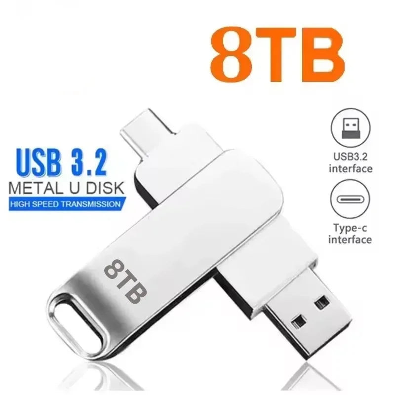 DIXSG For Xiaomi 16TB Flash Drives USB 3.2  U Disk 2TB High Speed Metal Pendrive WaterProof Type-C Memoria USB Stick USB Drives