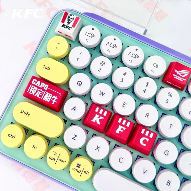 Kfc Keycap Mechanical Keyboard Rog Collaboration Diy Model Anime Cartoon Peripheral Toy Set Collection Ornaments Fans Gifts