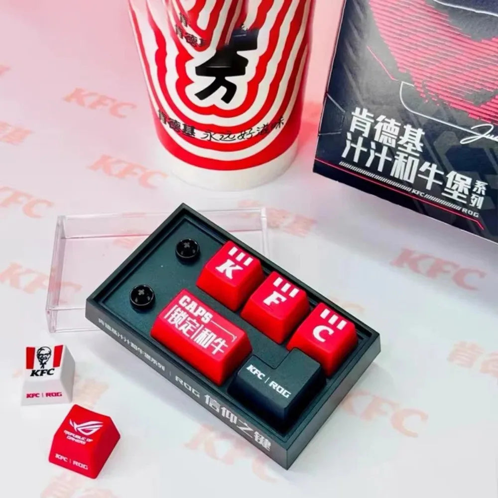 Kfc Keycap Mechanical Keyboard Rog Collaboration Diy Model Anime Cartoon Peripheral Toy Set Collection Ornaments Fans Gifts